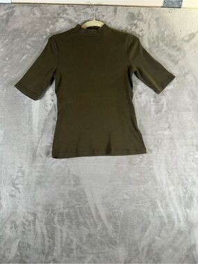 Maeve Women's Olive Short Sleeve Mock Neck Top
